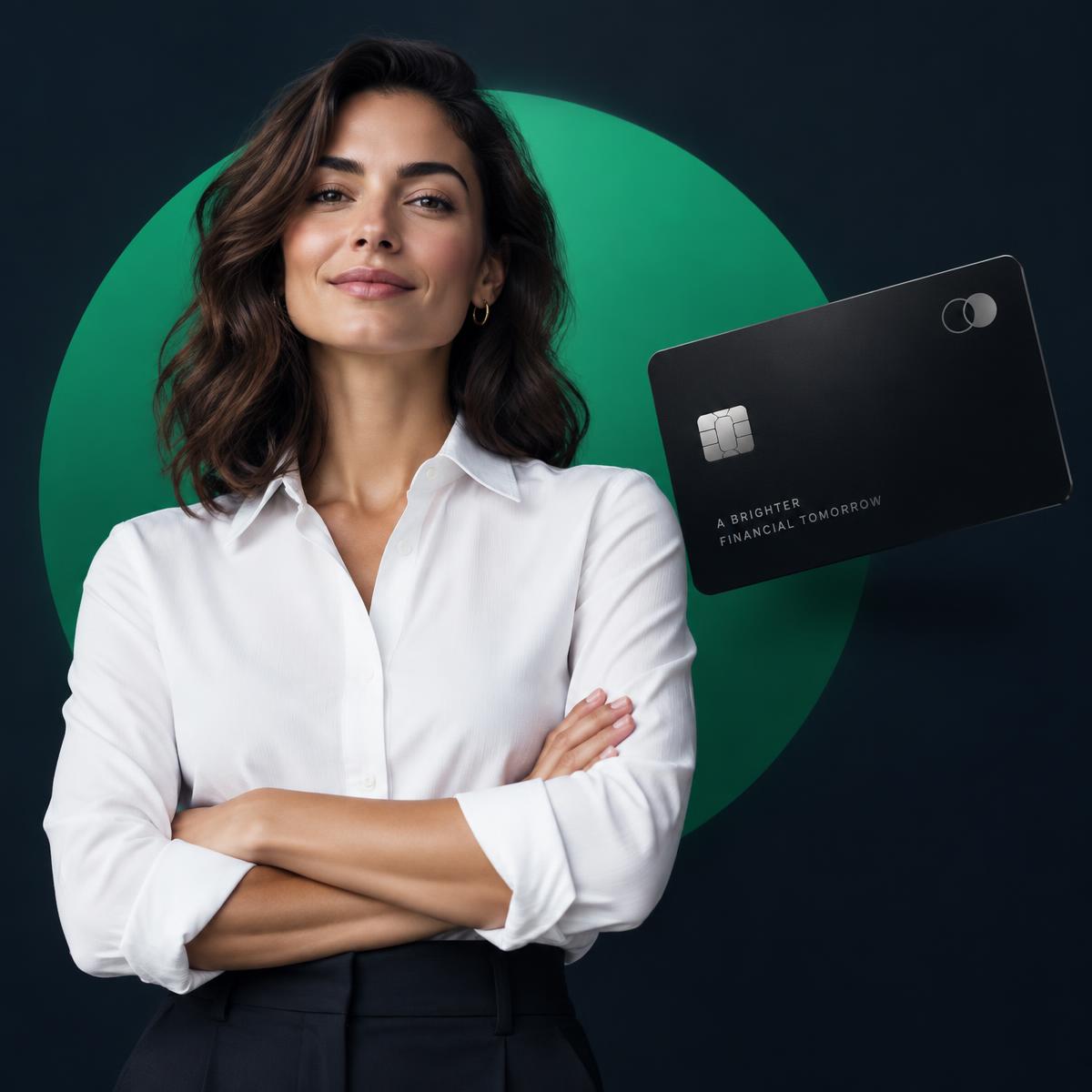 Bahama Crest International Bank & Trust customer holding a premium metal debit card